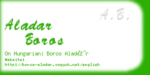 aladar boros business card